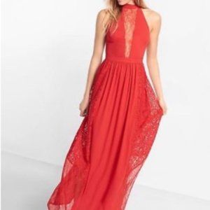 Express Red Maxi Lace Dress